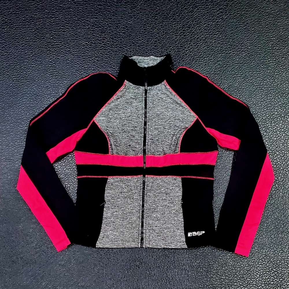 Bebe Sport Crystals Logo BLK/Space Dye/Rouge Jacket - M/L.